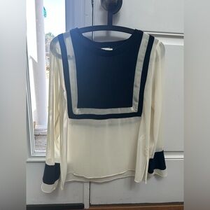 Harlan Chic Navy and Cream Women's Blouse